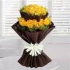 Gifts in yellow with elegant brown wrapping, offering a stylish and sophisticated presentation, perfect for special occasions.