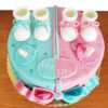 Baby Gender Reveal Celebration Cake featuring vibrant colors and playful designs, perfect for adding joy to your gender reveal party.