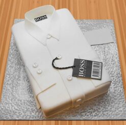 Boss Shirt Fondant Cake decorated with a shirt design, perfect for office celebrations and Boss Day, showcasing intricate fondant details and vibrant colors.