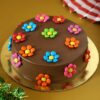 Celestial Christmas Chocolate Dream Cake featuring layers of rich chocolate cream, adorned with festive decorations, perfect for holiday celebrations.