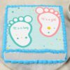 Charming Baby Shower Square Cake adorned with lovely decorations, perfect for celebrating the arrival of a new baby at a shower event.