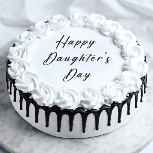 Daughter's Day Delicious Black Forest Cake featuring layers of chocolate sponge, cherries, and cream, perfect for celebrating your daughter's special day.