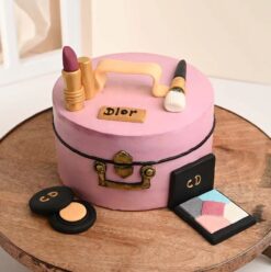 Daughter's Day Makeup Cake designed with vibrant makeup-themed decorations, perfect for celebrating your daughter's passion for beauty on her special day.