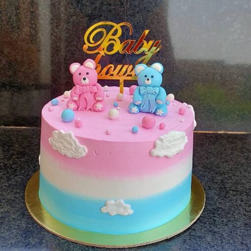 Graceful Baby Shower Treat Cake featuring elegant decorations, perfect for celebrating the arrival of a new baby at any shower.