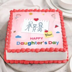 Happy Daughters Day Square Cake with personalized design, perfect for celebrating your daughter with a delicious and beautifully crafted treat.