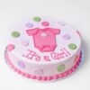 It's A Girl' Baby Shower Cake featuring pink decorations and charming designs, perfect for celebrating the arrival of a baby girl.