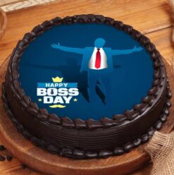 Round Photo Cake for Boss Day featuring a custom image, perfect for celebrating and honoring your boss with a personalized sweet treat.