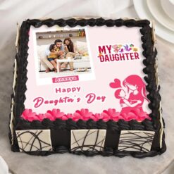 Square Bliss Daughter's Day Cake with personalized design and delightful flavors, ideal for celebrating your daughter’s special day.