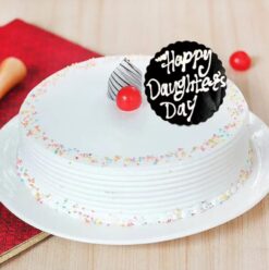 Vanilla Delight Daughter's Day Cake featuring a creamy vanilla frosting, elegant decorations, and vibrant accents, perfect for celebrating your beloved daughter.