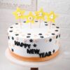 New Year Cream Dream Cake with luscious cream layers and elegant design, perfect for New Year’s Eve festivities.