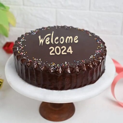 Luxurious Belgian Chocolate New Year Cake with rich layers and festive decorations, ideal for adding indulgence to your New Year’s celebration.