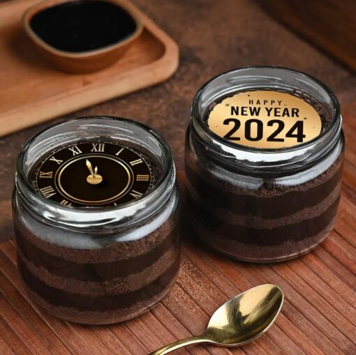 Choco New Year Twin Jars filled with indulgent chocolate treats, decorated for a festive and sweet new year celebration.