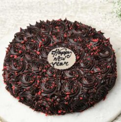 Velvety Chocolate New Year Cake with rich chocolate layers, perfect for celebrating New Year’s Eve in indulgent style.