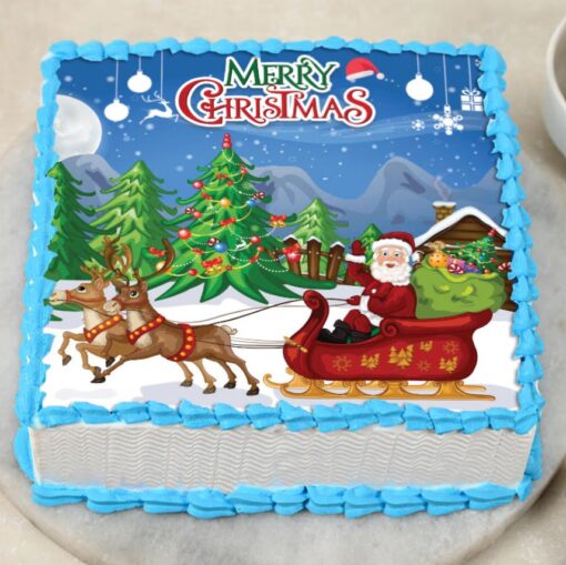 Christmas Smiles Cake with a personalized holiday photo, adding a personal touch and festive cheer to your Christmas celebrations.