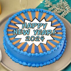 Vibrant Delight New Year Cake with colorful decorations, perfect for adding a joyful and festive touch to New Year’s Eve celebrations.