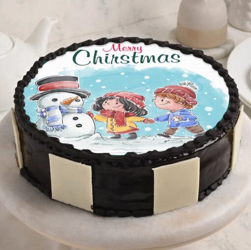 Happy Christmas Cake decorated with festive designs, featuring vibrant colors and seasonal decorations to bring holiday cheer.