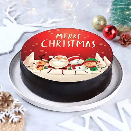 Christmas Santa Chocolate Cake decorated with a cheerful Santa Claus theme, ideal for festive desserts and holiday gatherings.