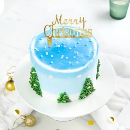 Winter Christmas Tree Cake with a festive tree design and seasonal decorations, ideal for holiday gatherings and Christmas parties.