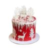 Velvet Rose Christmas Cake featuring rich red velvet layers and a festive rose decoration, ideal for holiday celebrations.