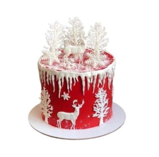 Velvet Rose Christmas Cake featuring rich red velvet layers and a festive rose decoration, ideal for holiday celebrations.