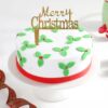 Merry Mistletoe Cake featuring mistletoe decorations, perfect for adding a touch of festive charm and holiday spirit to your Christmas gatherings.