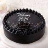 Dark Cocoa New Year Cake featuring rich, velvety cocoa layers and festive decorations, perfect for ringing in the New Year.