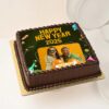 New Year Memory Square Cake with festive decorations and rich flavors, perfect for creating unforgettable memories during your New Year celebration.