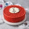 New Year Red Velvet Cake decorated with vibrant colors and festive accents, perfect for celebrating the arrival of the new year.