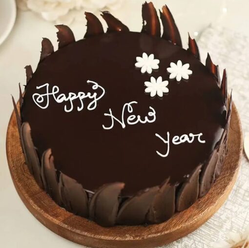 Decadent New Year Chocolate Cake with rich layers of chocolate, perfect for a luxurious celebration to ring in the new year.