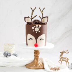 Santa Reindeer Cheer Cake decorated with festive Santa and reindeer design, perfect for adding joy and fun to your Christmas celebrations.