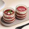 Christmas Red Velvet Bliss Jars filled with rich red velvet cake and festive toppings, offering a delicious and memorable holiday treat.