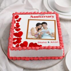 Square Anniversary Memory Cake, a delightful and charming cake to celebrate love and cherished memories on your special anniversary.