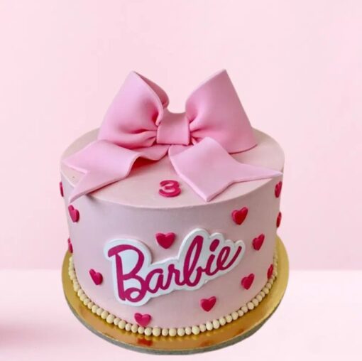 Barbie Glamour Fondant Cake featuring intricate designs, perfect for stylish and glamorous Barbie-inspired parties.