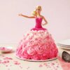 Blush Barbie Doll Cake showcasing soft pink hues, elegant Barbie designs, and a dreamy finish, perfect for themed celebrations.