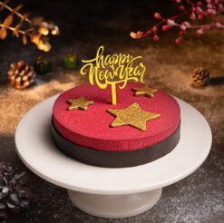 Choco Berry New Year Cake featuring rich chocolate layers and fresh berries for a festive New Year treat.