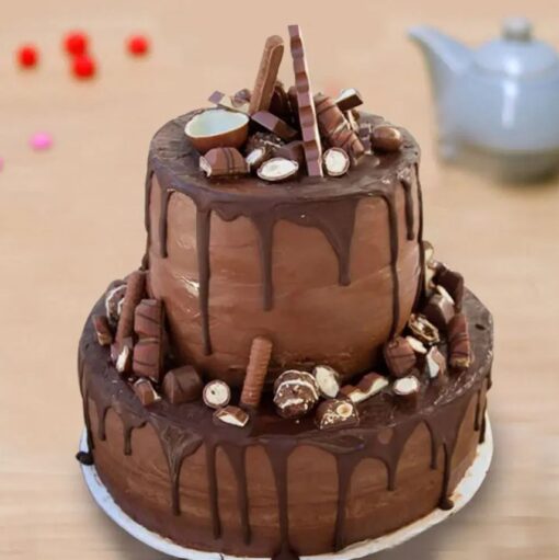 Three-tier Choco Drip Cake with chocolate ganache and elegant dripping detail.