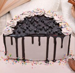 Chocolate Fudge Half Cake with rich fudge layers, creamy chocolate frosting, and a decadent half-design for special occasions.