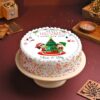 Christmas Cute Cheer Cake adorned with charming festive designs like Santa, snowflakes, and cheerful decorations, perfect for holiday cheer.