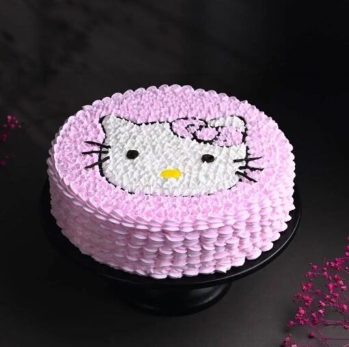 Cute Hello Kitty Cake featuring adorable Hello Kitty decorations, perfect for birthday parties and themed celebrations.