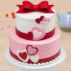 Two-Tier Fondant Cake with elegant fondant decorations, perfect for weddings, anniversaries, and other special celebrations.