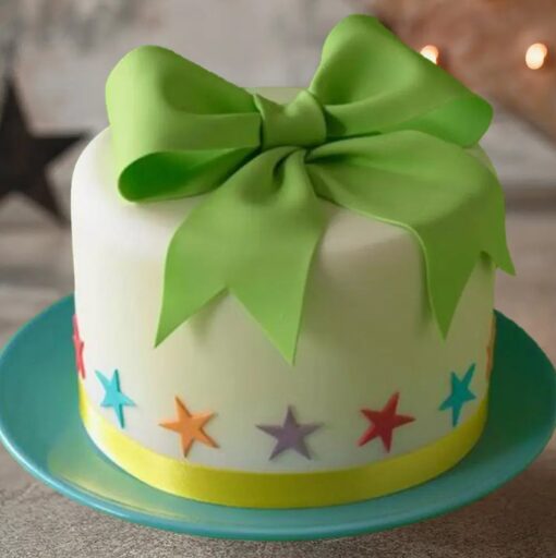 Elegant Bow Delight Cake with a graceful fondant bow and delicate design, perfect for celebrations and adding a touch of sophistication.