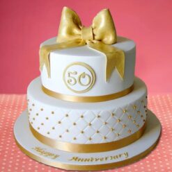 Happy Anniversary Bow Cake with a stylish bow, ideal for a beautiful and memorable anniversary celebration.