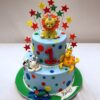 A beautifully designed Jungle Safari Tier Cake featuring animal-themed decorations and vibrant colors.