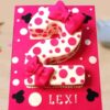 Minnie Mouse Number Cake with adorable fondant details, featuring Minnie’s bow and ears for a fun birthday celebration.