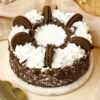 Moist Black Forest Cake – a decadent dessert with layers of chocolate, cherries, and whipped cream, ideal for celebrations.