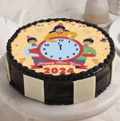 New Year Countdown Cake featuring festive decorations, ideal for celebrating the last moments of the year.