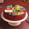 New Year Jubilee Cake with colorful layers, smooth frosting, and festive decorations, bringing joy and cheer to your New Year's celebrations.