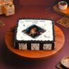 New Year Memories Photo Cake with personalized photo and festive decorations, offering a delicious treat for New Year's celebrations.