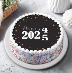 New Year Sparkle Cake – a beautifully designed cake featuring shimmering accents, ideal for adding festive charm to your New Year celebrations.