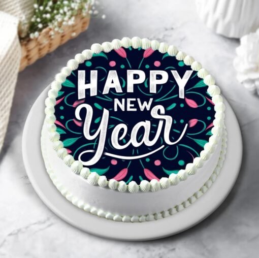 New Year Treat Cake – a festive cake with elegant designs and rich flavors, perfect for celebrating the New Year in style.